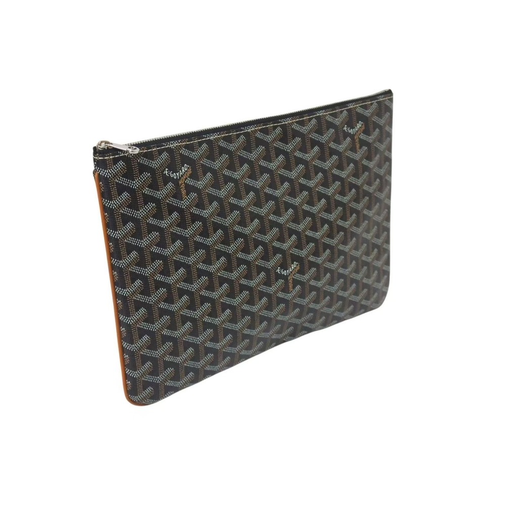 Goyard black clutch leather Senna bag brown